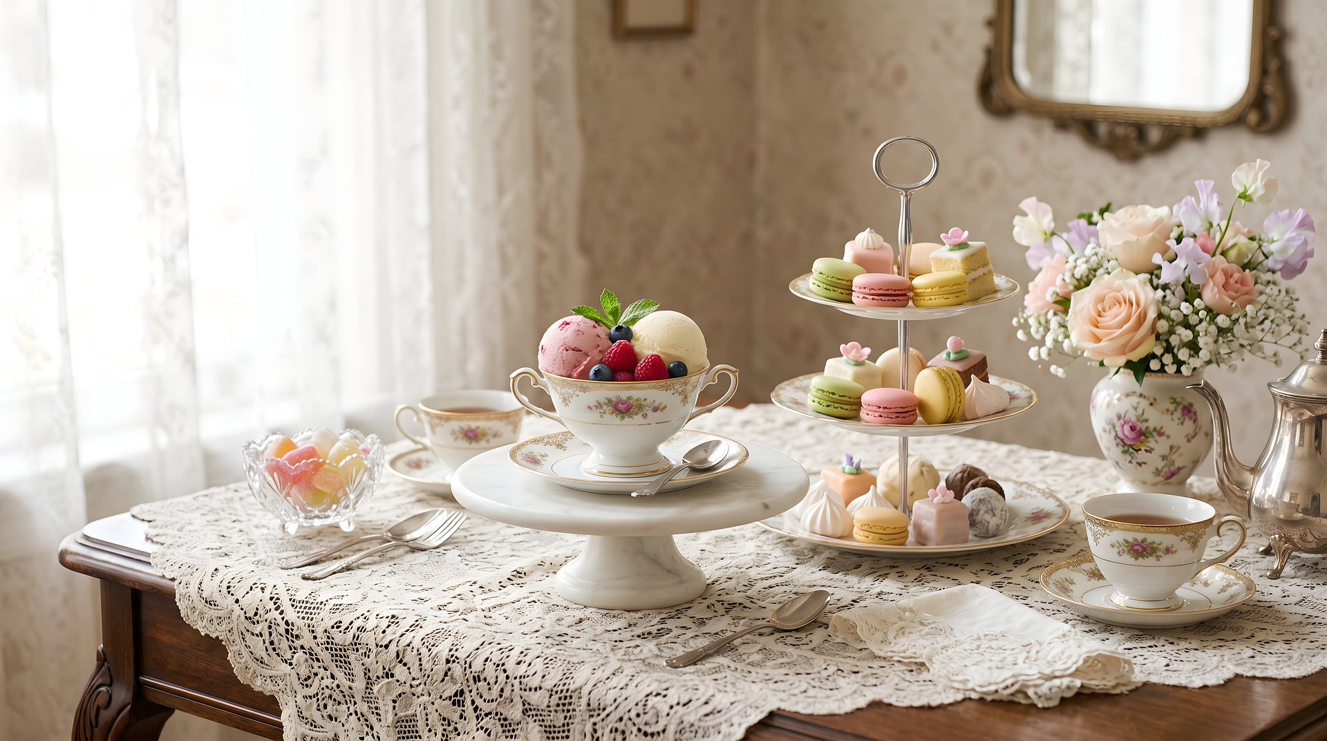 Tasse de thé et pâtisseries pour la collation
