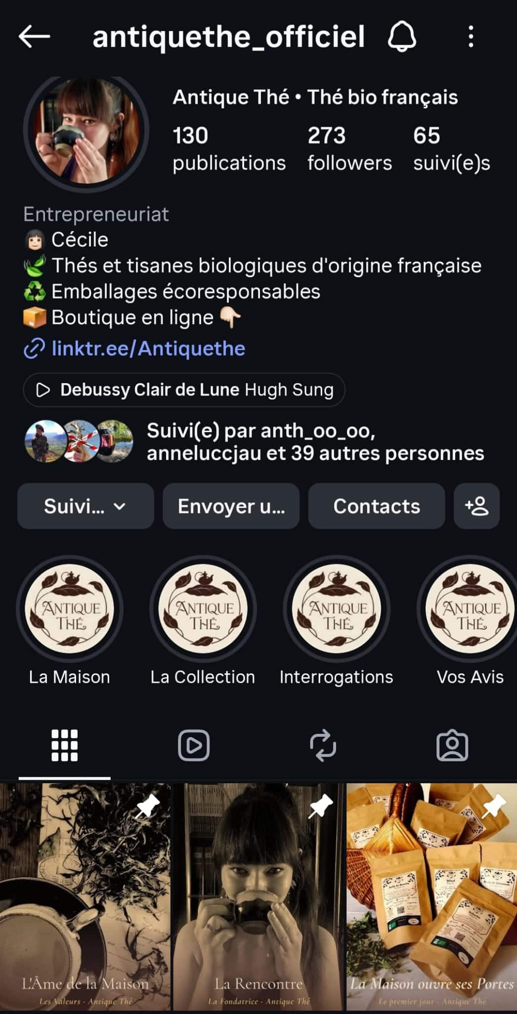 Profil Instagram Antique Thé